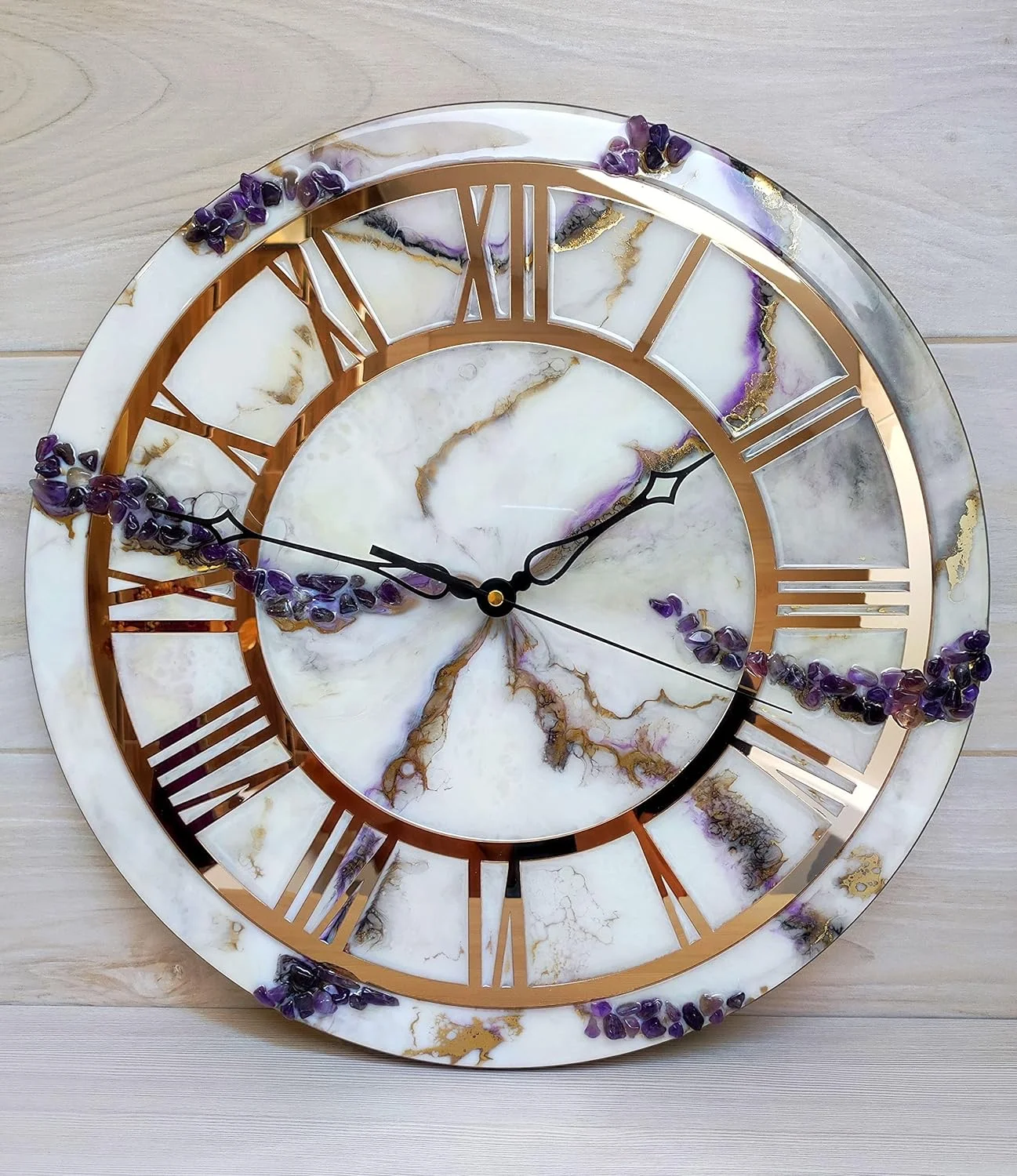 Set of 2 Elegant Clock Face for Resin Crafts DIY Round Mirror Clock Dial Plate with Roman Numerals Resin Accessories