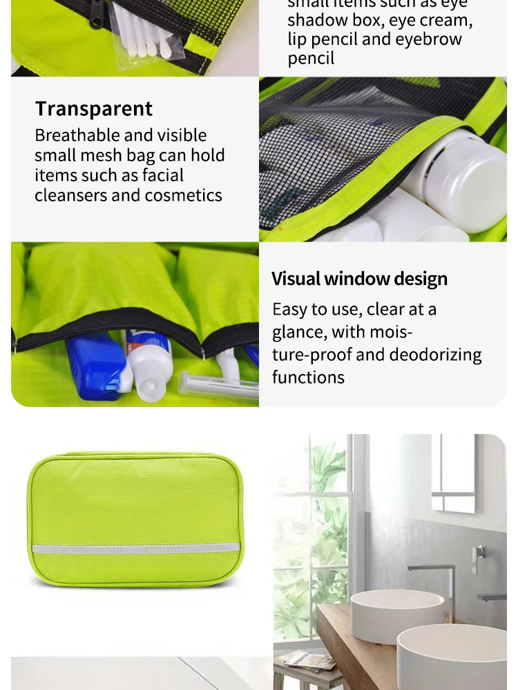 Description Picture 6 of item1Pc Three in One Travel Wash Bag Portable Hanging Storage Bag Nylon Waterproof Dry Wet Separation Cosmetic Wash Supplies Storage