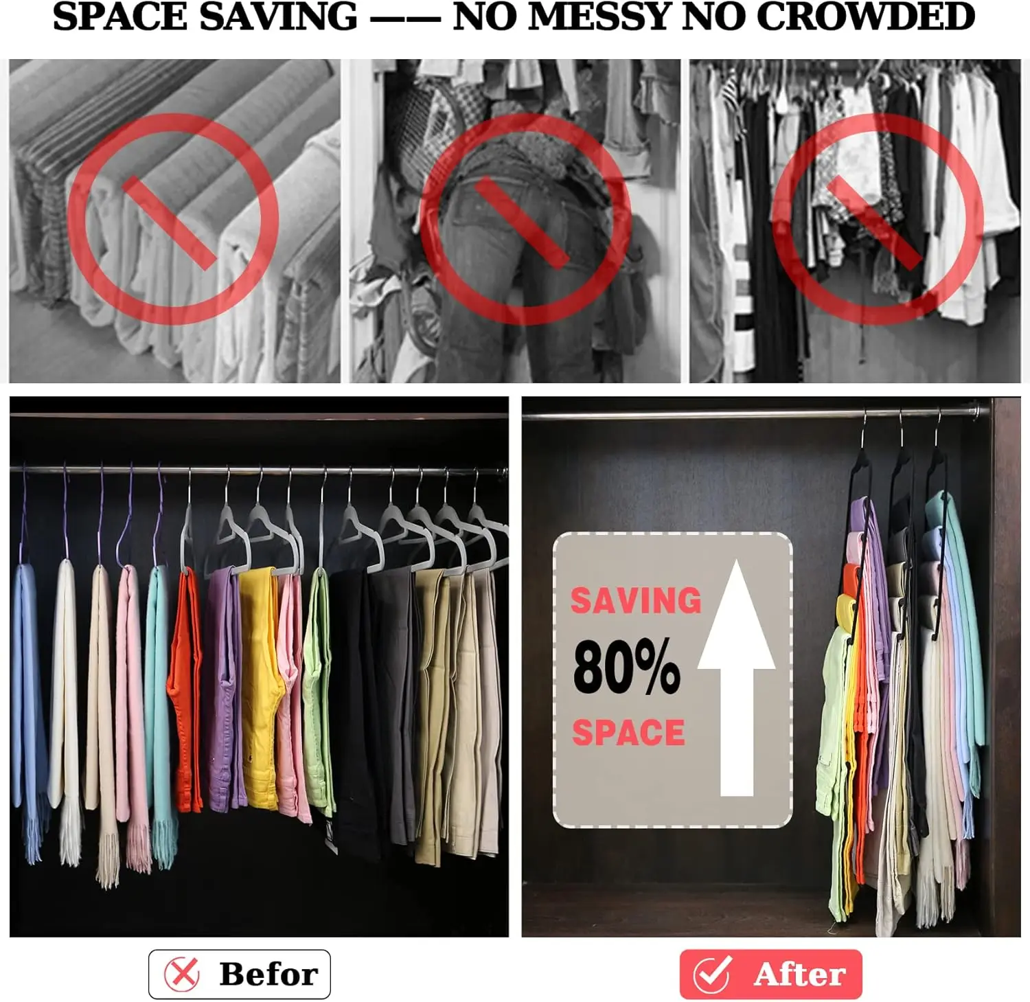 Closet Organizers and Storage,3 Pack Velvet Pants-Hangers-Space-Saving,Non Silp 5 Tier Scarf Jeans Organizer 4