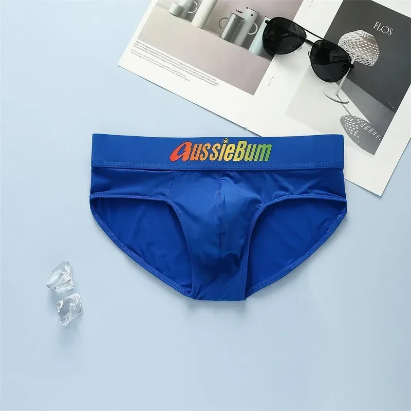 Men's briefs milk silk low waist elastic color belt comfortable U convex bag 3