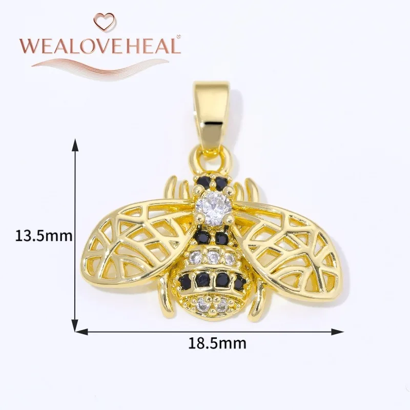 18K Vergoldeter Messing-Insekten-Anhänger, mit Zirkonia Besetzter Kreativer Bienen-Anhänger für DIY-Halsketten und Schmuckherstellung – Detail 22