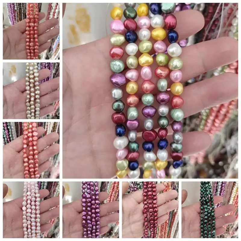 

8-9mm Natural Multicolor Freshwater Pearl Irregular Shape DIY Loose Beads Strand 14" Jewellery Accessories Making sk248