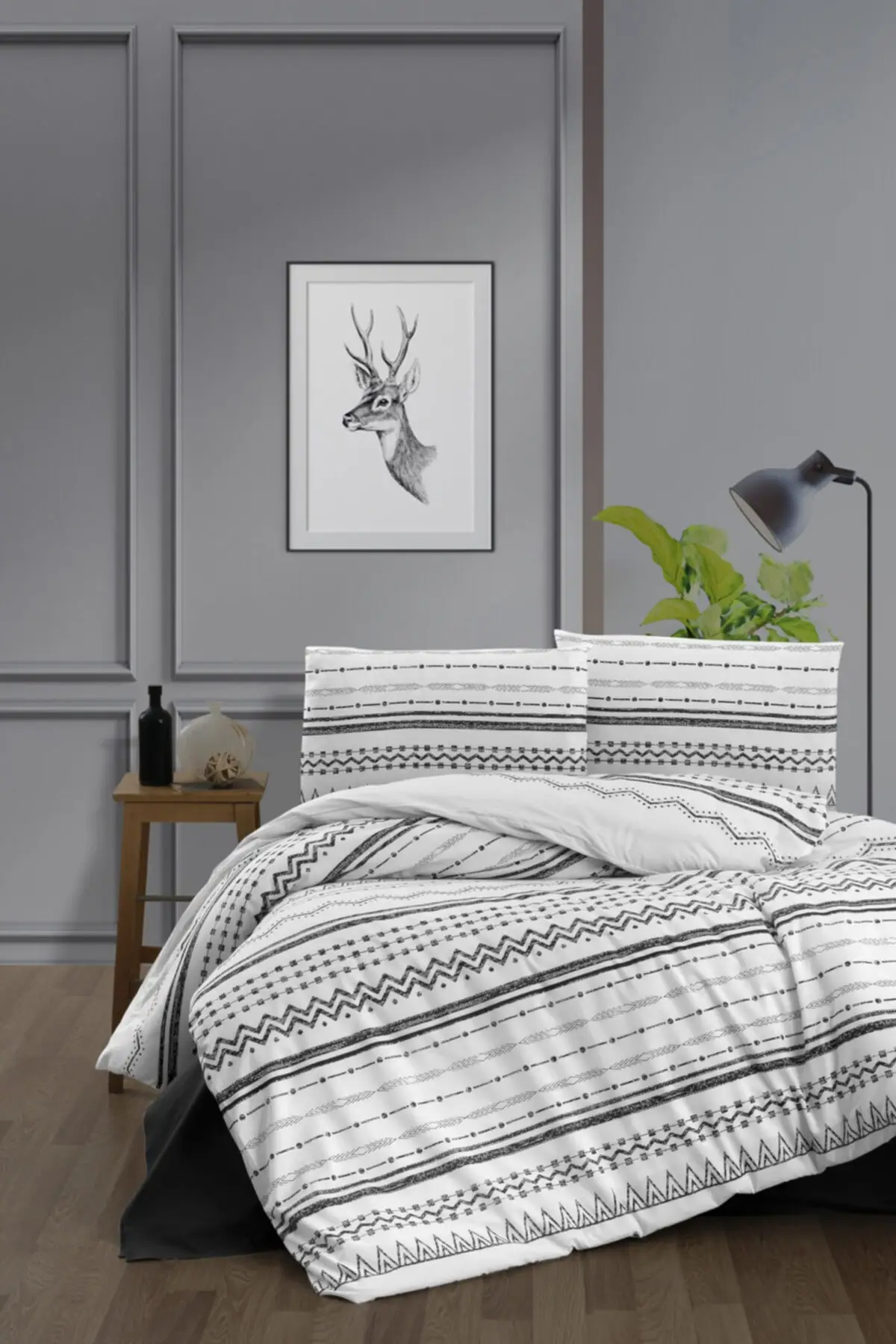 

Bed Sheet Set, Patterned, 200*220 Cotton-Polyester 200x220 No-Tire Gray Single Size Double Set Bedroom