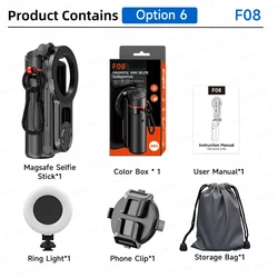 Compact Magnetic Selfie Stick Tripod with Wireless Remote & Fill Light (Option 6)