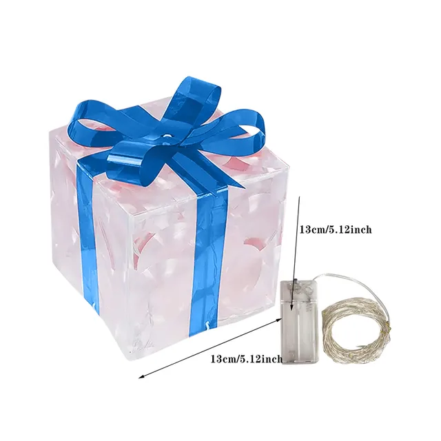 Christmas Glowing Decoration Gift Box Ornament With Bow Christmas