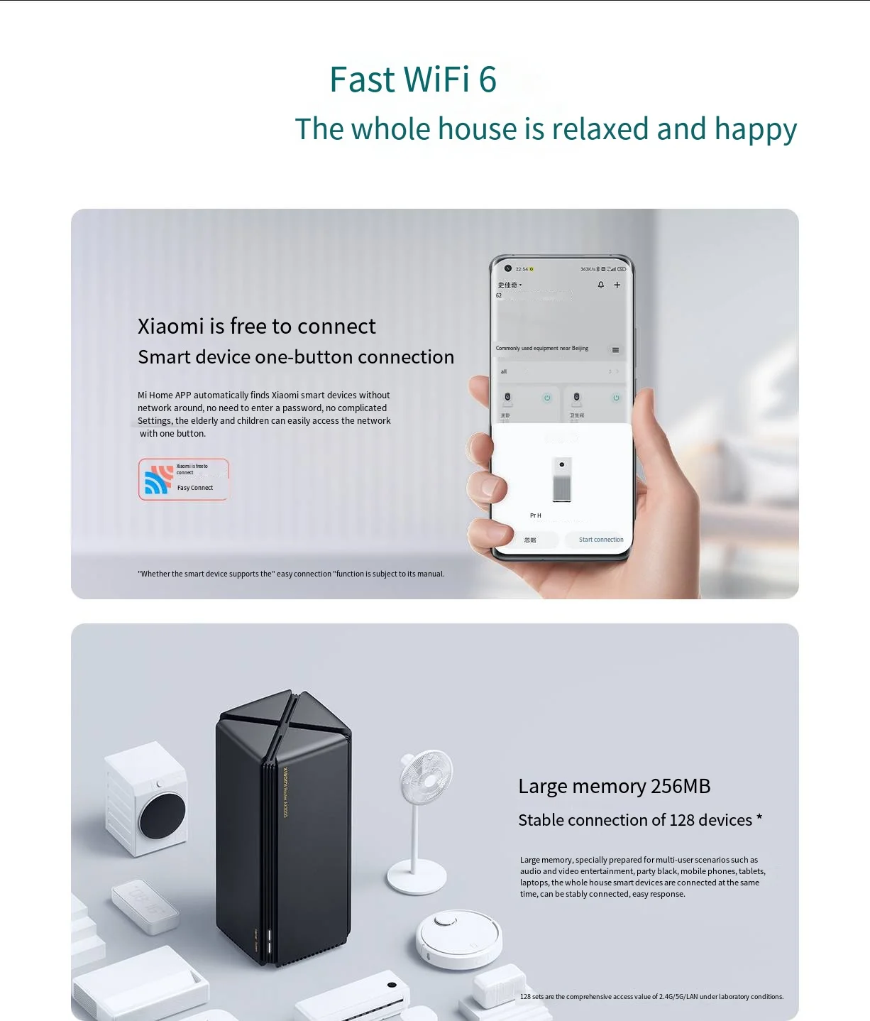 Xiaomi-original Mijia Ax3000 Router Qualcomm Cpu Repetidor de Malha Amplificador de Rede de Sinal Externo Wifi Vpn 2976 Mbps 256mb - Imagem 4
