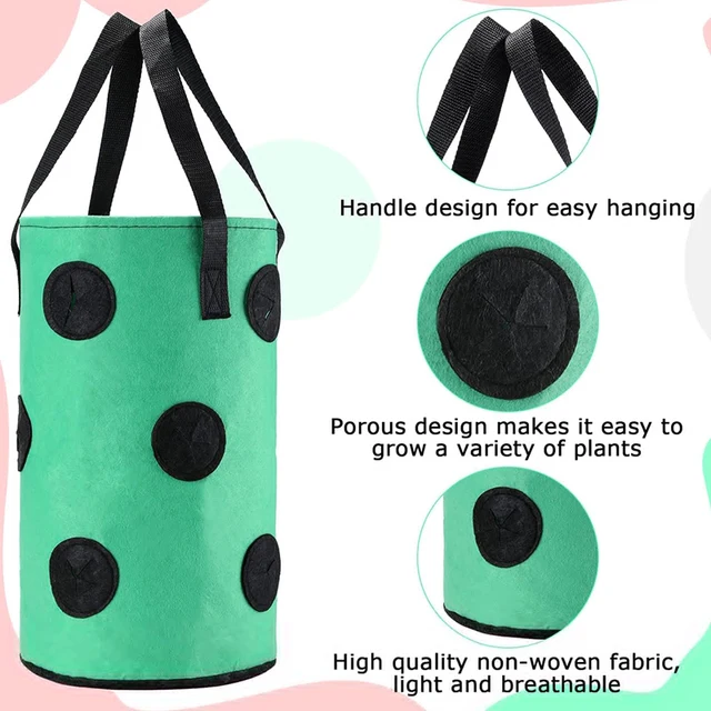 Eper Zöldség Fejjel Lefelé Ültetési Táska Kiváló Minőségű, Nem Szőtt Termesztett Függő Virágcserép Színes Kerti Szerszámok - Image 3