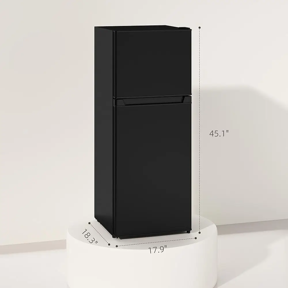 4 Cu.Ft Mini Fridge With Freezer, Double Door Compact Refrigerator With Adjustable Thermostat, Shelf And Reversible Door For 5 4 Cu.Ft Mini Fridge With Freezer, Double Door Compact Refrigerator With Adjustable Thermostat, Shelf And Reversible Door For 5