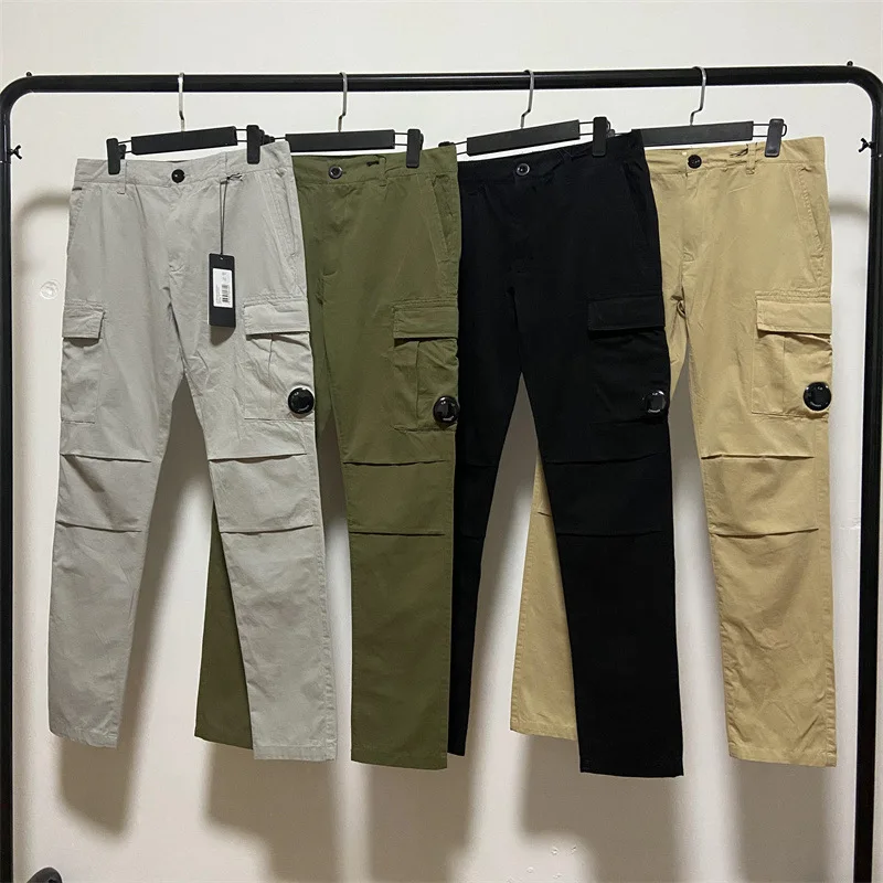 

Men Cotton Casual Cargo Pants British Youth CP Brand Korean Loose Sports Pants Multiple Pockets Breathability Slim Fit Trousers