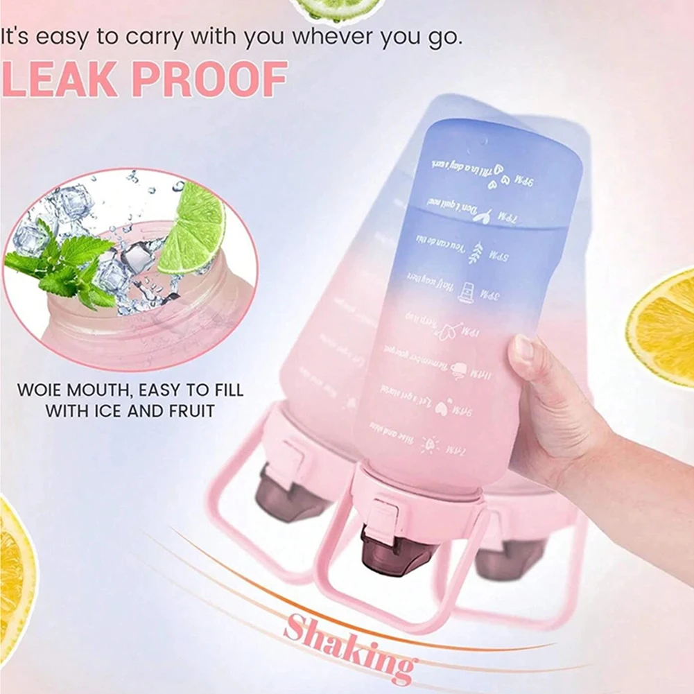 Description Picture 3 of itemSports Water Bottle 3pcs Gradient Fitness Water Bottles Set With Time Graduated Space For Camping Hiking 2000ml 750ml 300ml