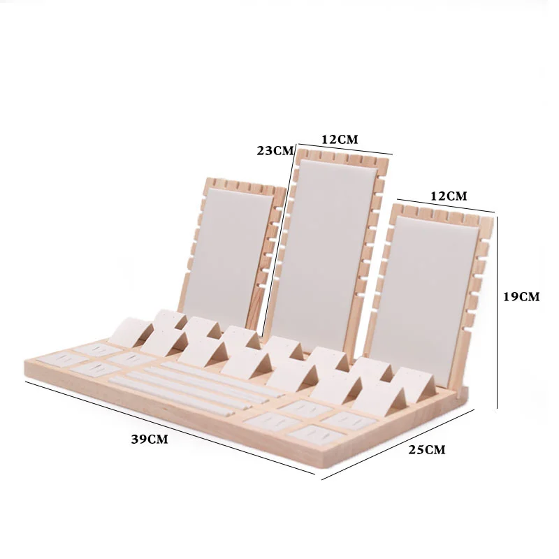Jewelry Display Stand Bamboo Showcase Large Capacity Jewellery Storage Holder Ear Studs Necklace Bracelet Earring Organizer Tray