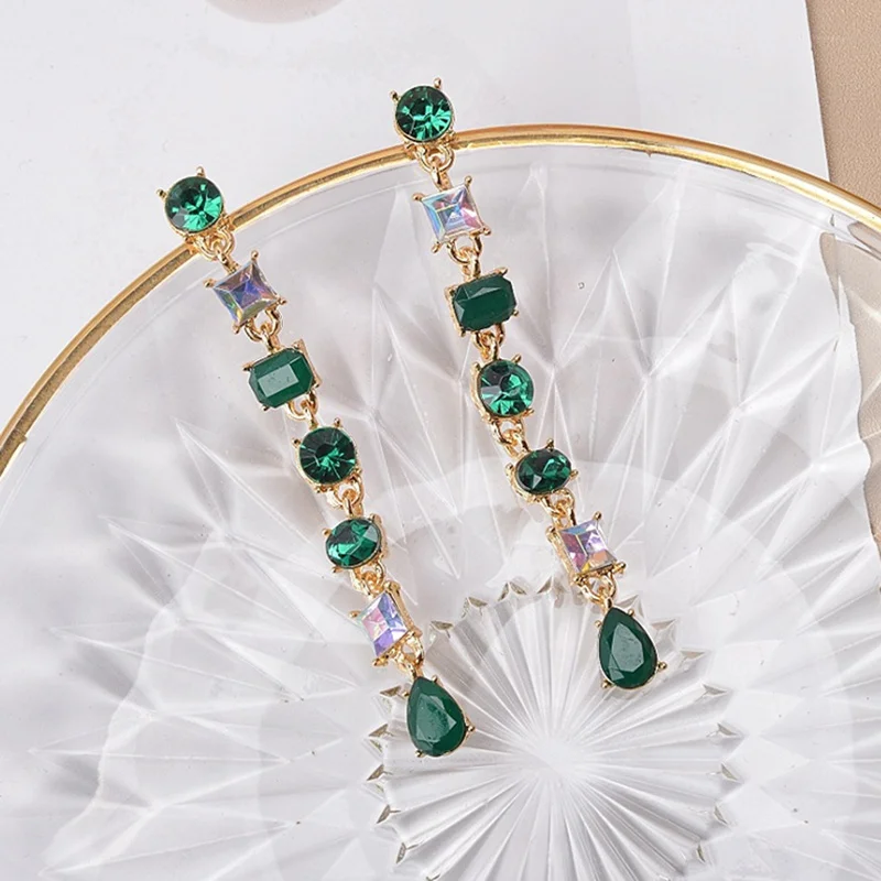 Dangle Earrings Drop Earrings Crystal Tassel Earrings Crystal Earrings Geometric Earrings Korean Fashion Pink Crystal Square Tassel Drop Earrings For Women Girls Jewelry Gifts