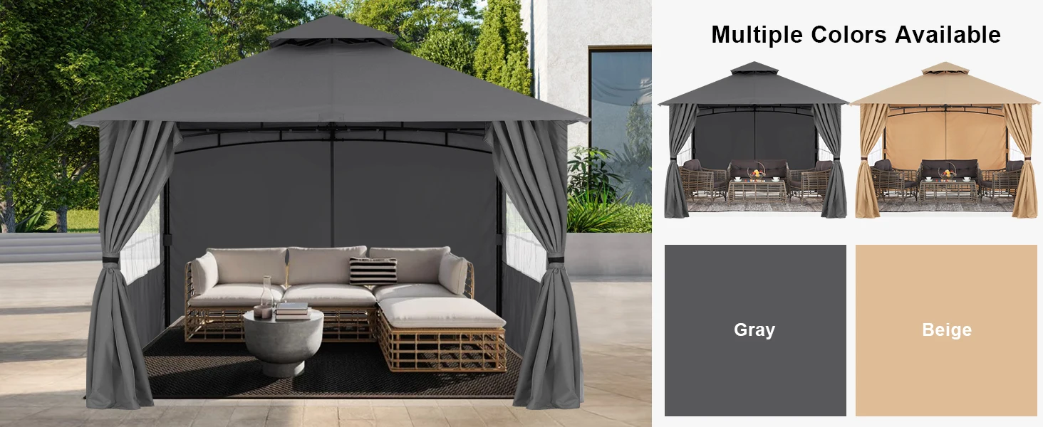 Patio Gazebo with Windows Curtains
