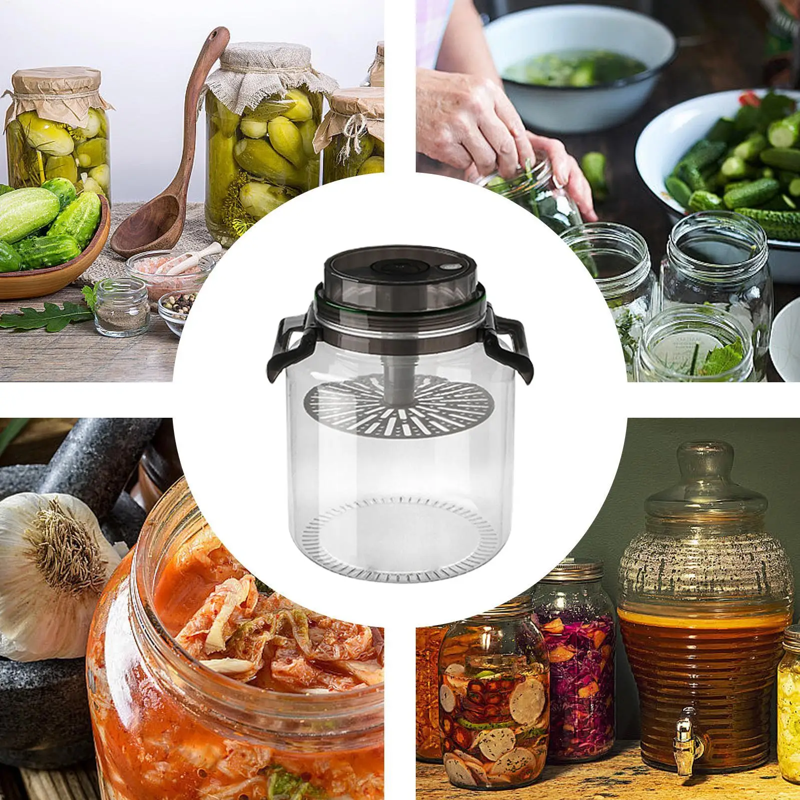 Pickle Jar 5l Airtight Round Storage Canister Handle Fermentation - Image 3