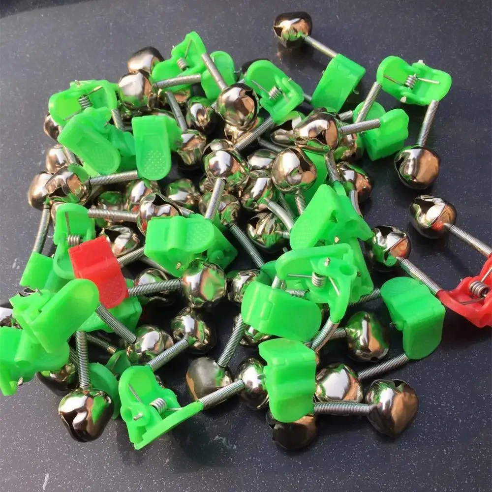 

100pcs/lot ABS Fishing Bite Alarms Fishing Bell Rod Clamp Tip Clip Bells Ring Twin Spiral Bells Fishing Accessory