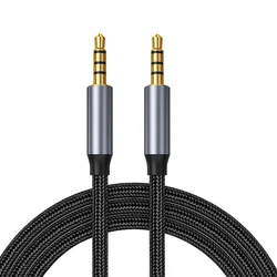 Premium Gold - Plated TRRS 4 - Pole Aux Cable for Superior Audio Quality (Grey)