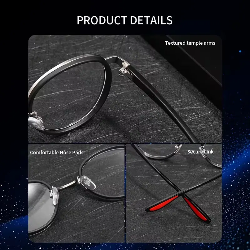 Elegant Round Classic Luxury Small-Frame HD Reading Glasses (2-Pack) - Lightweight & Portable for Home, Office, or On-the-Go Use, Available in +1.0 to +4.0 Prescriptions