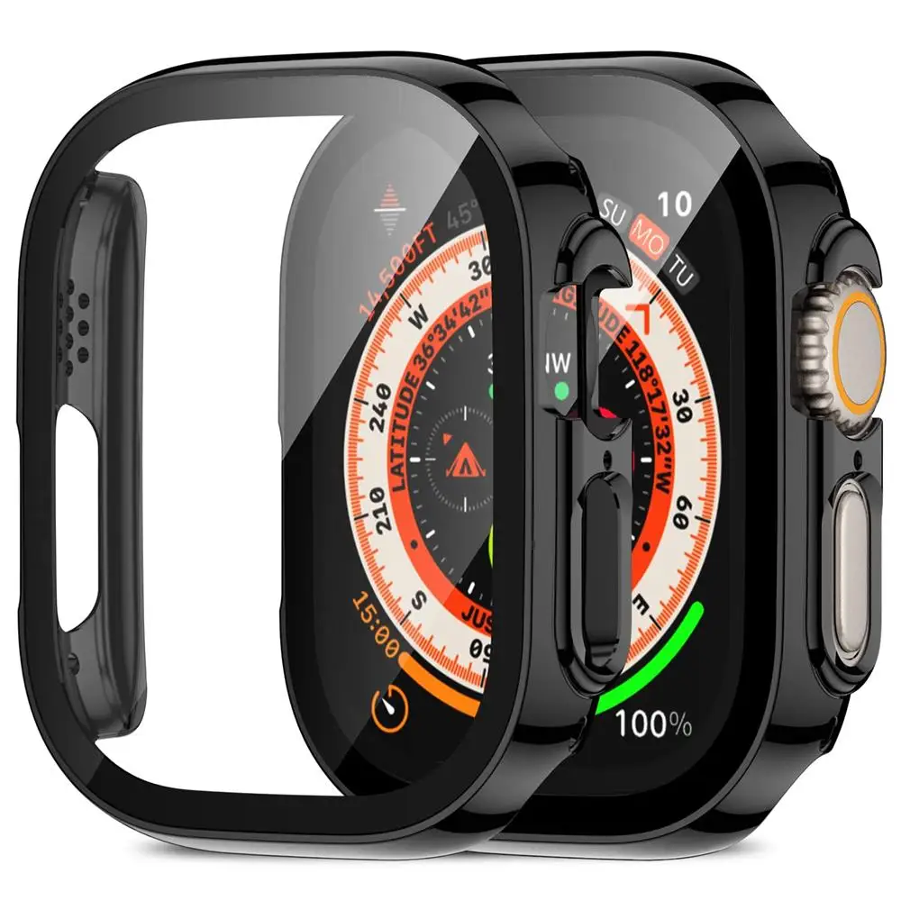 애플 워치용 방수 케이스, 울트라 49mm 스트레이트 엣지 스크린 보호대 커버, iWatch 시리즈 8 SE 7 6 5 4 45mm 41mm 44mm 40mm
