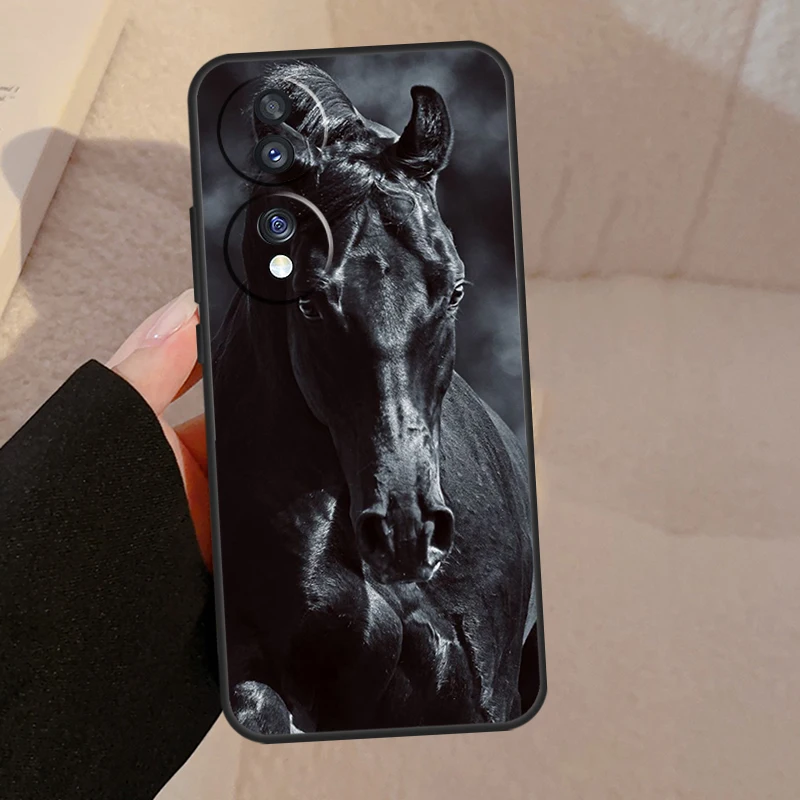Elegant Black Horse Design Phone Case Cover