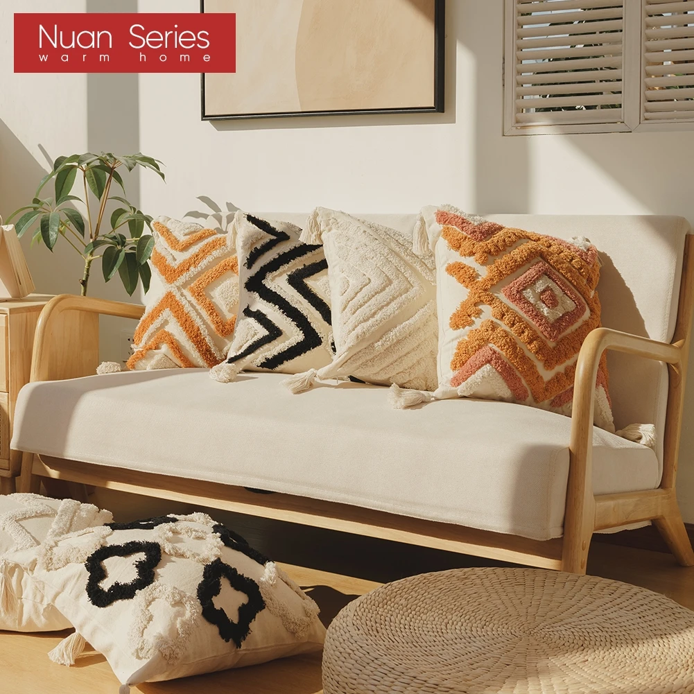 

Tassels Cushion Cover 45x45cm/30x50cm Brown Beige Pillow Covers Decorative Pillow Case Square Home Boho Decor Macrame Pillowcase