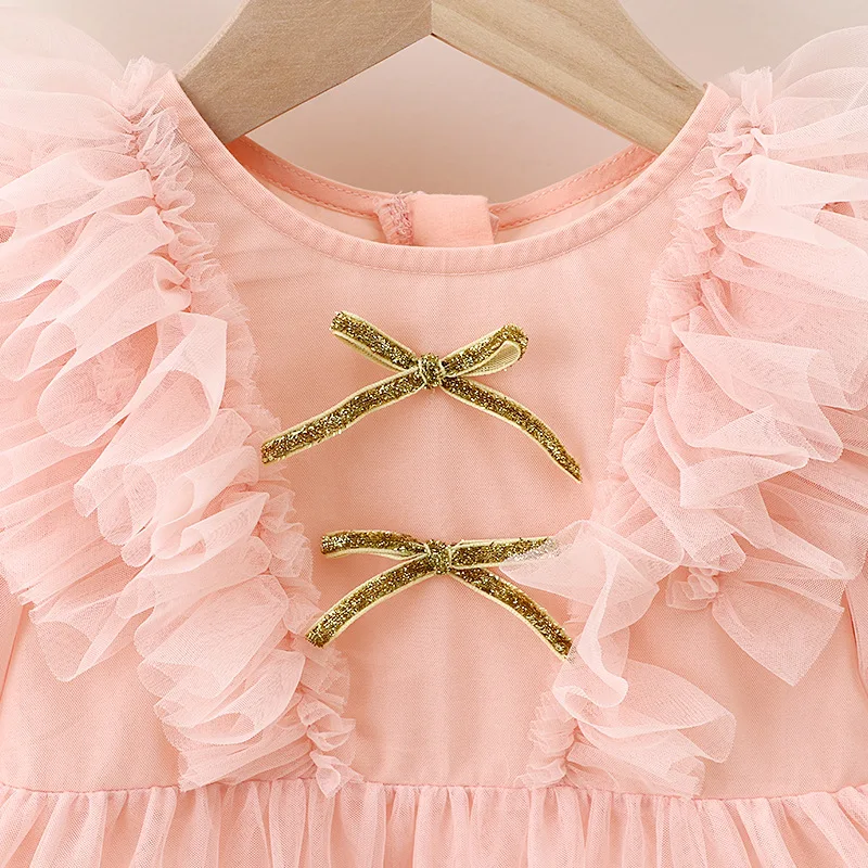 Baby Girl Princess Tutu Dress Infant Toddler Butterfly Puff Sleeve Child Tulle Vestido Pageant Party Birthday Baby Clothes L342