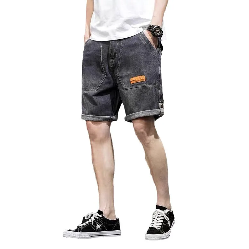 Korean Retro Casual Denim Shorts for Men's Summer Thin Jeans Cargo Shorts Men Knee Length Basketball Gym Y2k Sweatpants