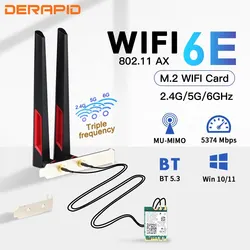 Next - Gen Tri - Band WiFi 6E M.2 Wireless Adapter with High - Gain 10dBi Antenna and Bluetooth 5.3 (AX210 10DBI Set)