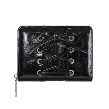 Simple Korean Style Bow Wallet Ultra Thin Short Clutch Card Bag Multi-function Zipper PU Leather Card Holder Travel Coin Purse 1