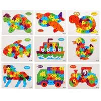 Kids Intelligence Baby Toy Wood Puzzles Cognition English Letter Building Wooden Animal Jigsaw Puzzle Toys for Children Toddler 1