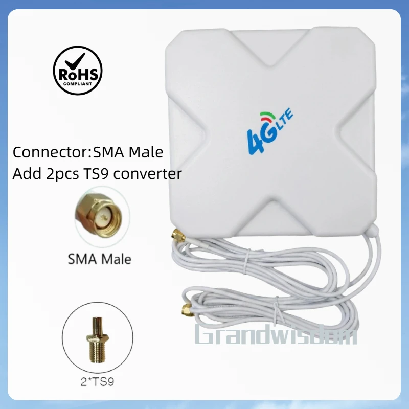 4G LTE 안테나 700-2700MHZ 35dbi 이중 케이블 SMA Male x2 커넥터 698-960/1700-2700Mhz 화웨이 4G 라우터 리피터용