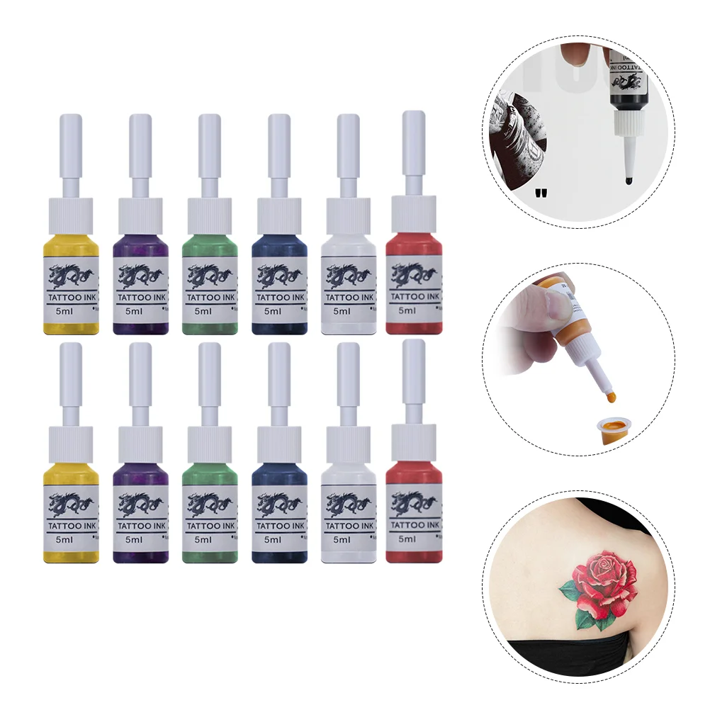 

12pcs Tattoos Ink Tattoos Inks Professional Tattooing DIY Supplies for Men Women(5ml)