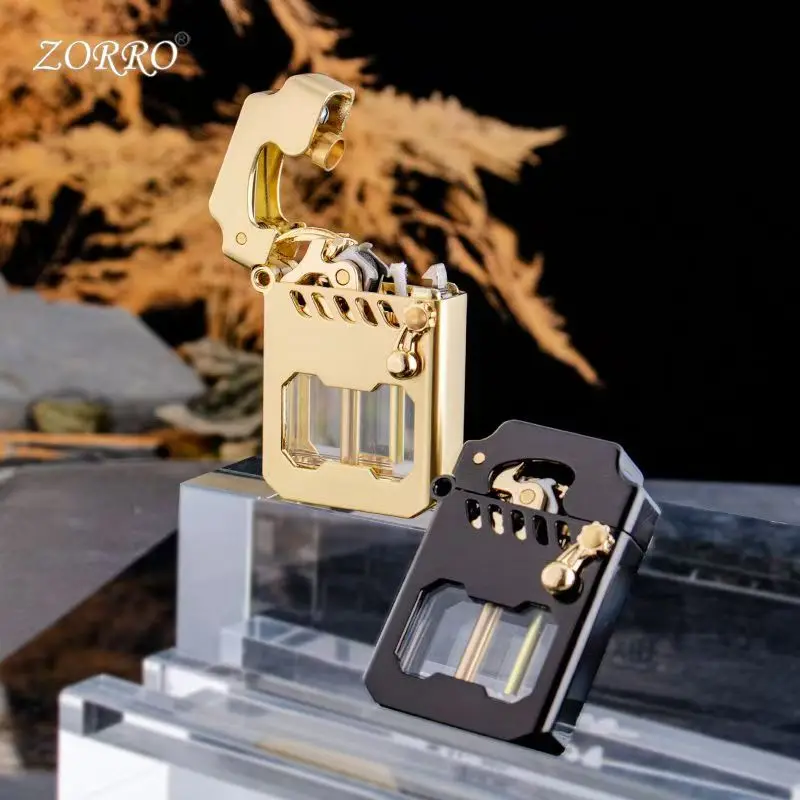 ZORRO Mecha Transparent Fuel Tank Mechanical Ejection Oil Lighter Metal Creative Gift gas lighter kerosene lighter