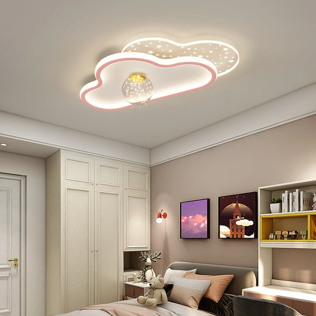 Plafonnier LED en fer acrylique forme nuage à 2 couleurs pour salon chambre  d'enfant