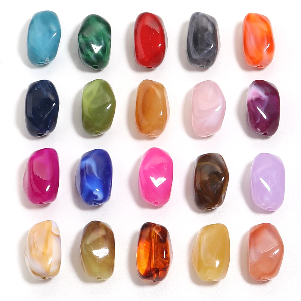 20 Stück 12 x 21 mm unregelmäßige Farbe Acrylperlen Meteoritform Perlen für Schmuckherstellung DIY handgemachtes Armband Halskette Zubehör – Detail 4