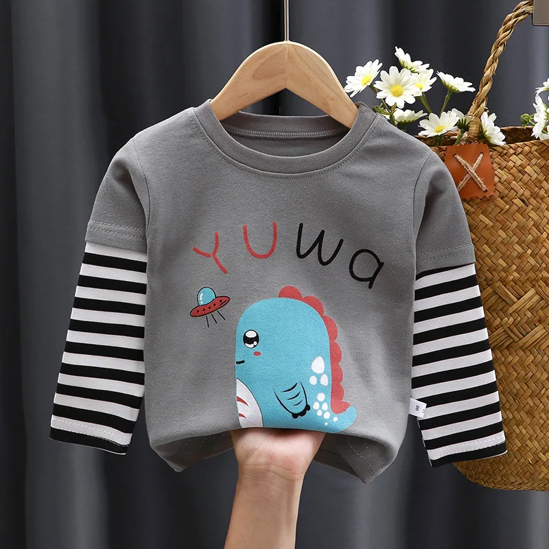 Spring and Autumn Children's T-Shirt Boys Girls Long-Sleeved Tops 0-5 Years Old Cartoon Bottoming Shirt Baby Children's Clothing 4