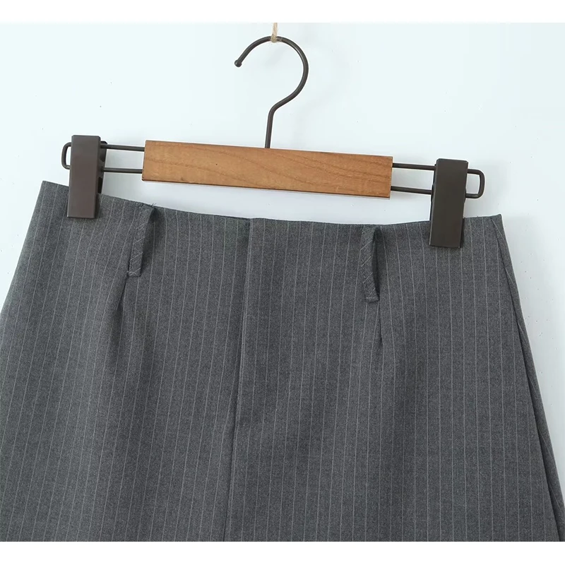 YENKYE Y2K Cool Girl Striped Pencil Mini Skirt Vintage High Waist Sexy Women Black Gray Summer Skirts 5