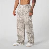 New Straight Trendy Casual Pants Men's Camouflage Wide Leg Pants Breathable running trousers loose Large size men sweatpants 2