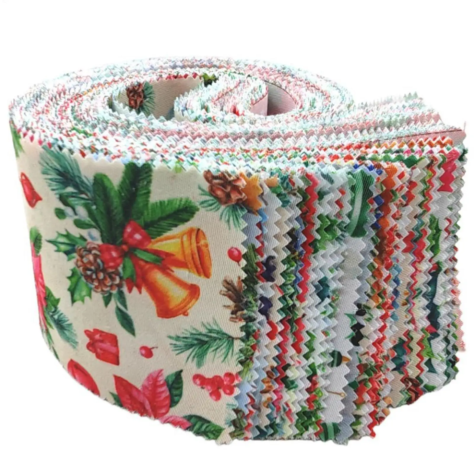New Christmas Quilting Fabric 40 Piece Precut Fabric Rolls Squares For Crafts Sticker Panels Needlework Book Winter Party