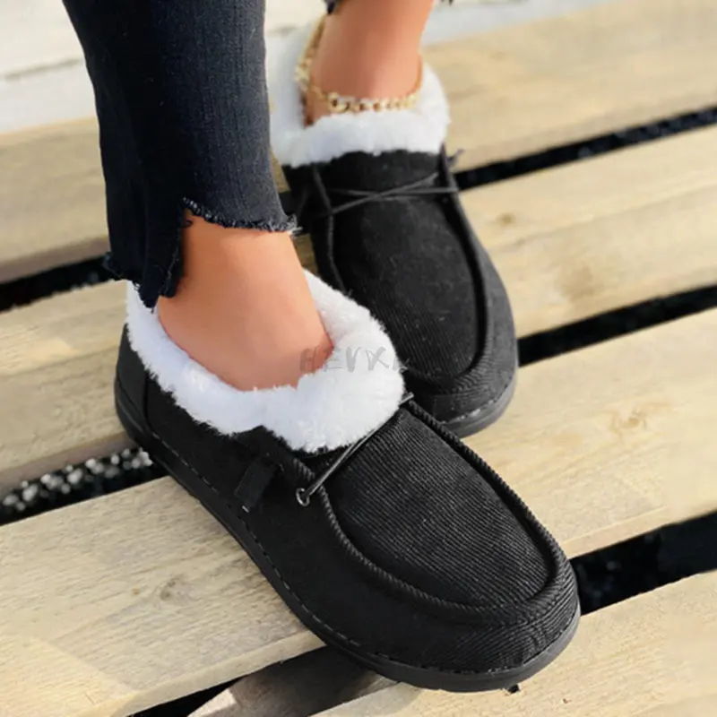 

Women Winter Warm Loafers Ladies Short Plush Flats Female Solid Round Toe Casual Shoes Comfortable and Soft High Quality Hot