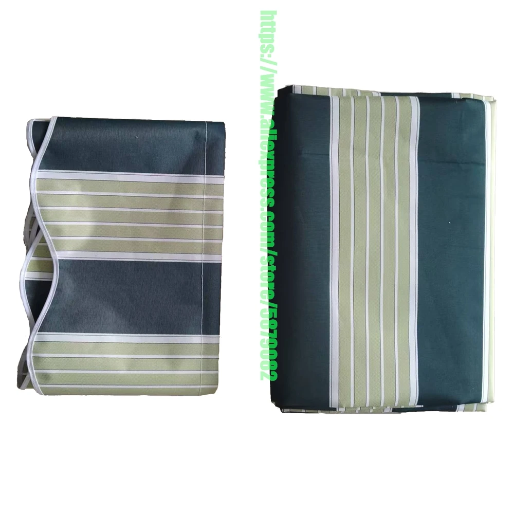 Tewango Patio Awning Fabric Replacement Polyester Canopy Cover Sun Shade Deck Balcony UV Protection Dark Green Strip