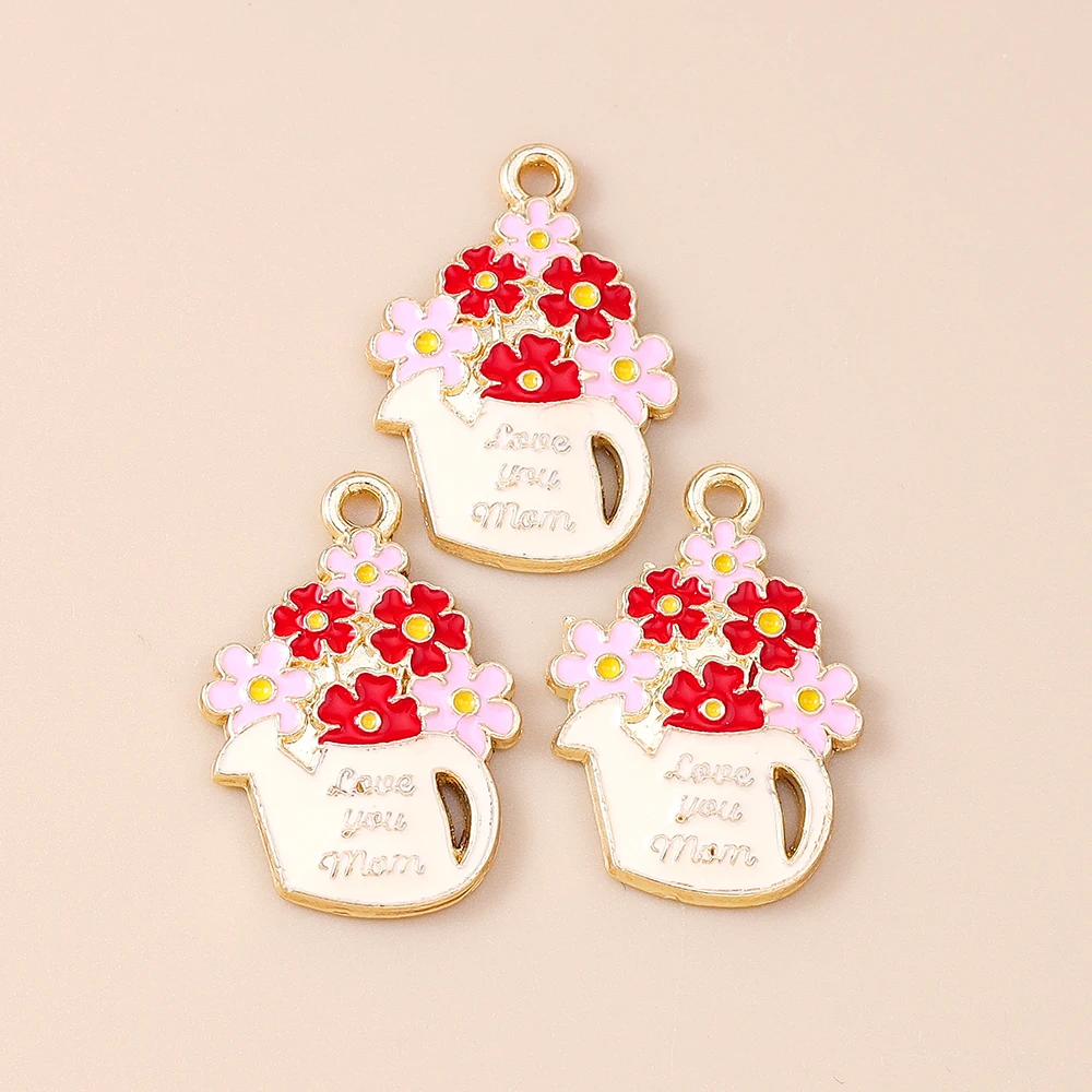 Leslie 10 Stück schöne Liebes-Mutter-Herzen-Charms, niedliche Anhänger für handgefertigte Halsketten, Armbänder, Schmuckherstellung, DIY-Ohrringe, Basteln – Detail 10