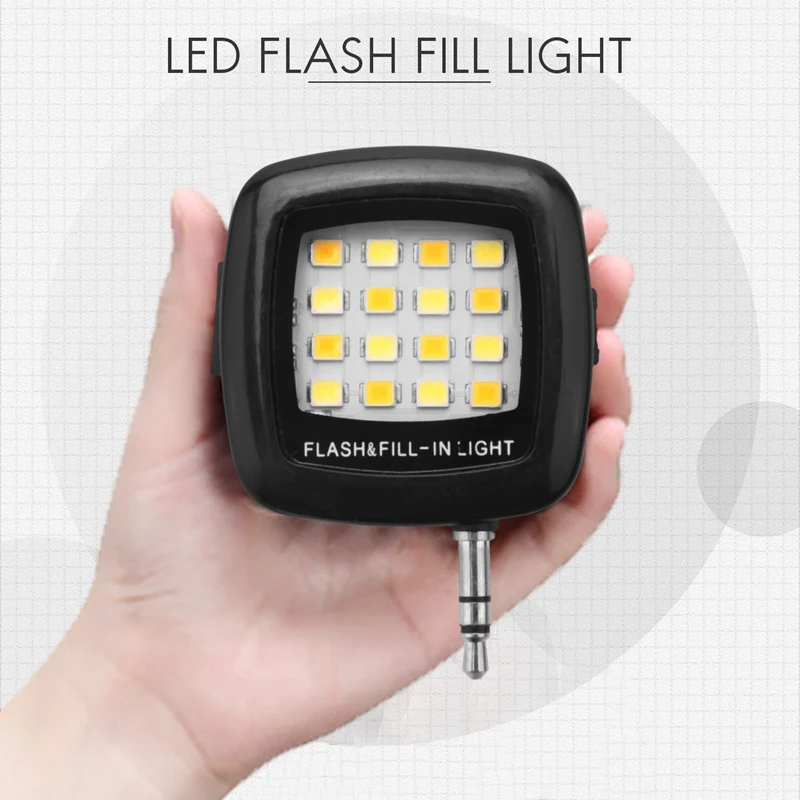 스마트 셀카 16 LED 카메라 플래시 필 라이트, 휴대폰 블랙, 3.5mm, 3 개