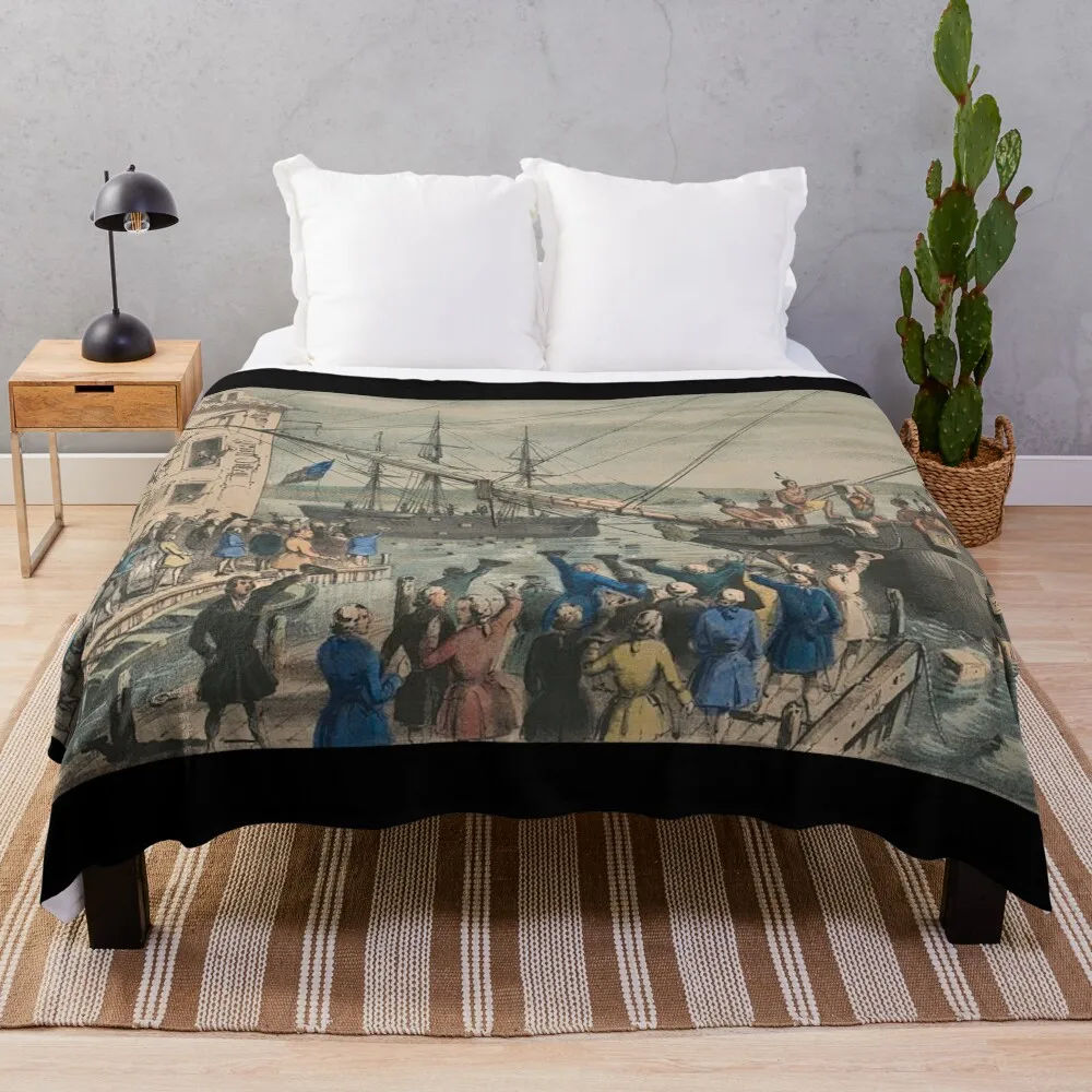 

Boston tea party Throw Blanket For Decorative Sofa Shaggy Blankets