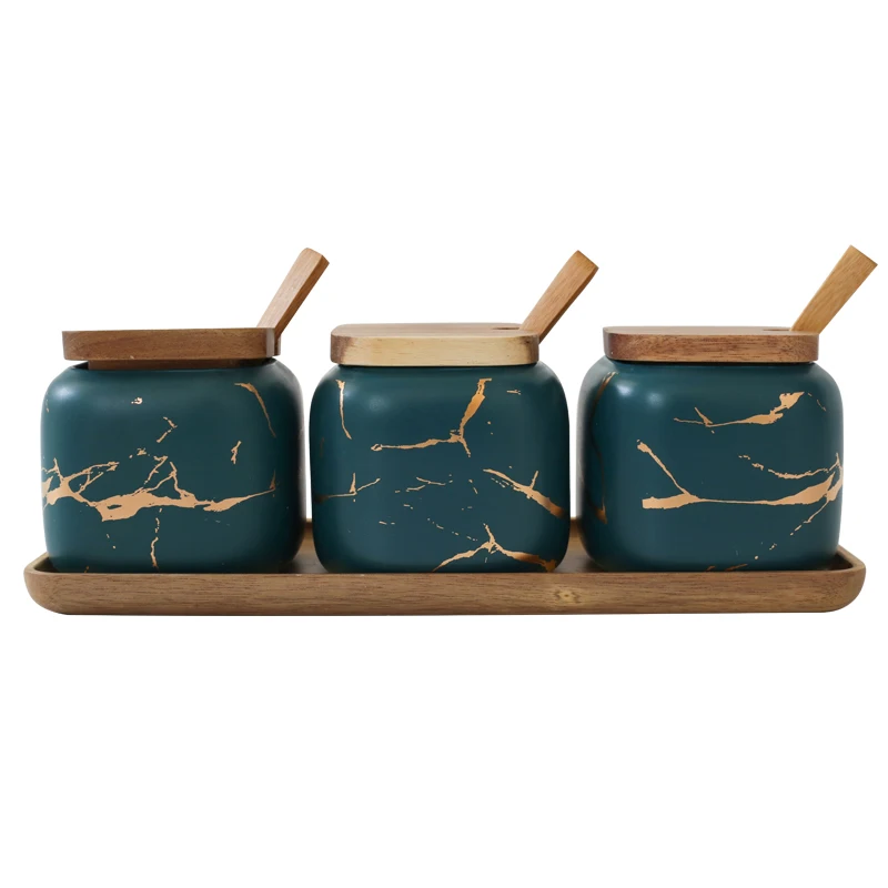 Nordic Matte Marble Ceramic Kitchen Box Set Walashee