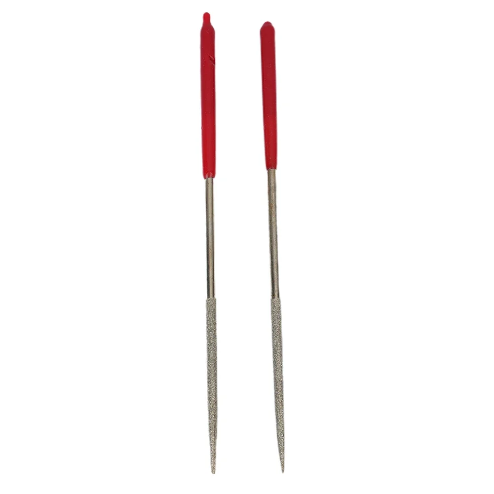 Needle File Diamond Files Tool 2 Pcs 3 X 140 Mm 5.5 Inch Round Silver Tone + Red Industrial Top Sale Practical