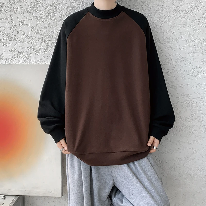8XL-M280g raglan halvhög hals långärmad T-shirt herrbas tysk sweatshirt _voghion.com