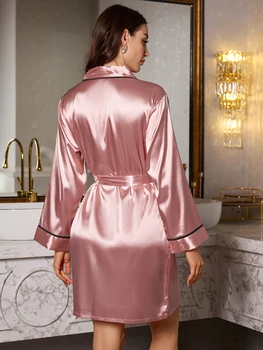 طقم ملابس منزلية جديدة رداء حمام مقترن مع شورت رسن طقم بيجامة نسائية عصرية وغير رسمية مكون من 3 قطع 2