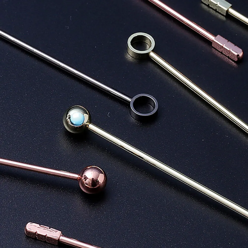 Bar Tools 3pcs Stainless Steel Cocktail Wine Needle Picks Reusable Metal Cocktail Skewers Olives Appetizers
