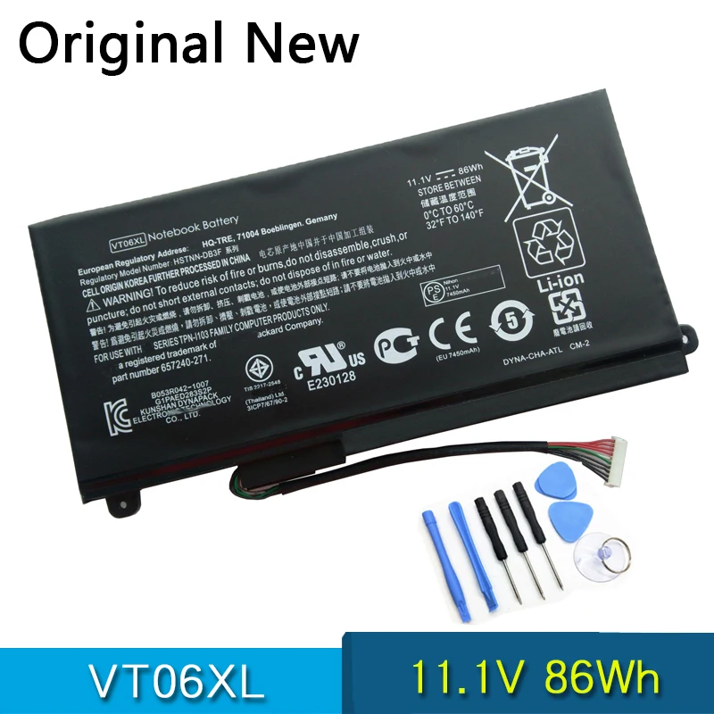 

NEW Original Battery VT06XL For HP Envy 17-3000 17T-3000 HSTNN-IB3F HSTNN-DB3F 657240-171 657240-251 TPN-I103 11.1V 86Wh