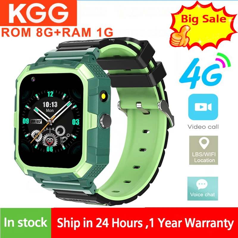

New Kids 4G Smart Phone Watch 1.4inches IPS Full View HD Camera 1G+8G GPS WIFI LBS Remote Monitoring Flashlight Children Clock